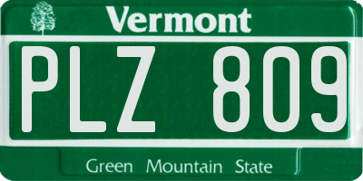 VT license plate PLZ809