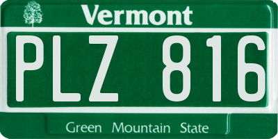 VT license plate PLZ816