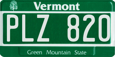 VT license plate PLZ820