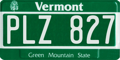 VT license plate PLZ827