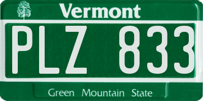 VT license plate PLZ833