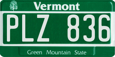 VT license plate PLZ836