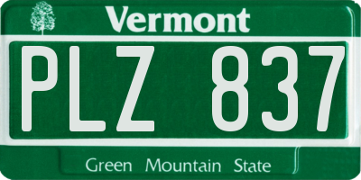 VT license plate PLZ837