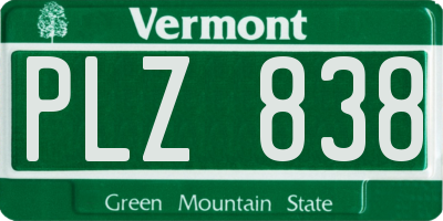 VT license plate PLZ838