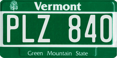 VT license plate PLZ840