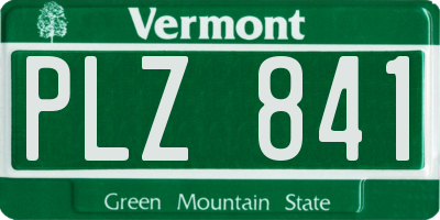 VT license plate PLZ841