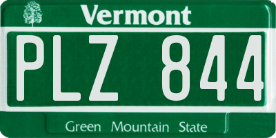 VT license plate PLZ844