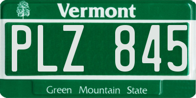 VT license plate PLZ845