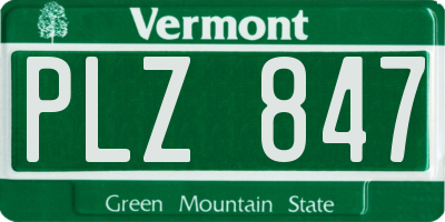 VT license plate PLZ847