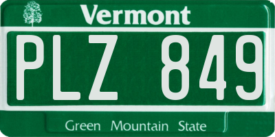 VT license plate PLZ849