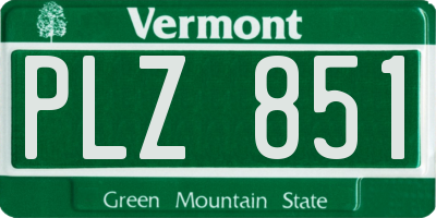 VT license plate PLZ851