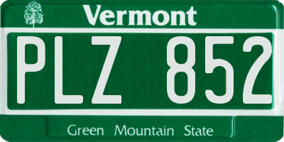VT license plate PLZ852