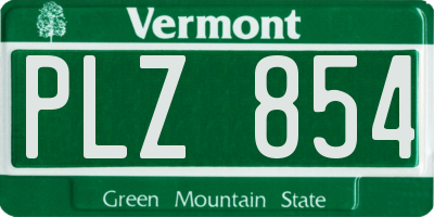 VT license plate PLZ854