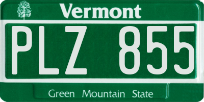 VT license plate PLZ855