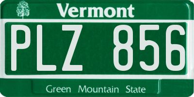 VT license plate PLZ856