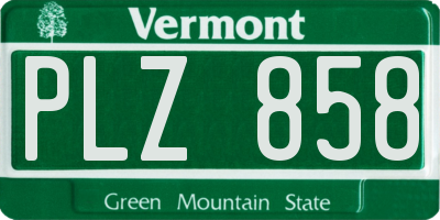VT license plate PLZ858