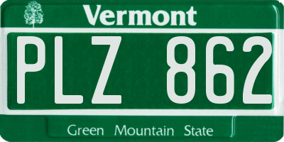 VT license plate PLZ862