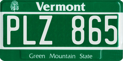 VT license plate PLZ865