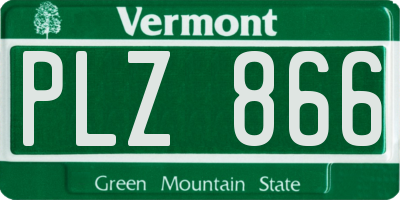 VT license plate PLZ866