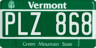VT license plate PLZ868