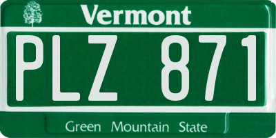 VT license plate PLZ871
