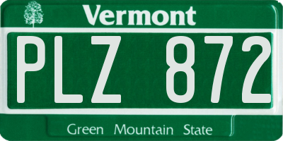 VT license plate PLZ872