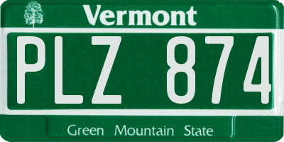 VT license plate PLZ874