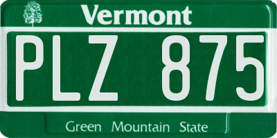 VT license plate PLZ875
