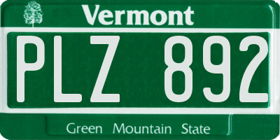 VT license plate PLZ892