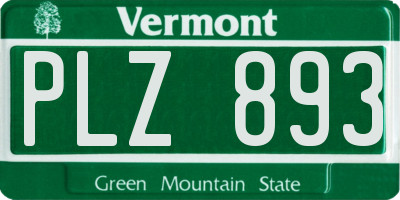 VT license plate PLZ893
