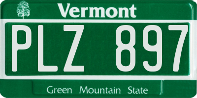 VT license plate PLZ897