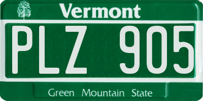VT license plate PLZ905