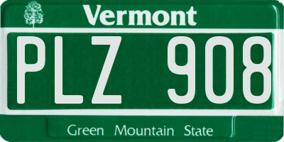 VT license plate PLZ908
