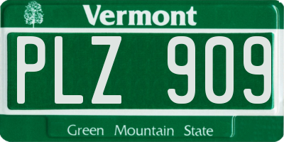 VT license plate PLZ909