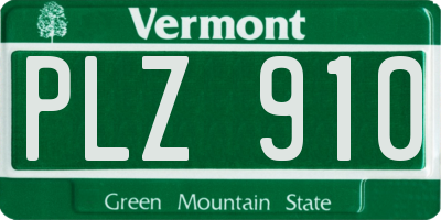 VT license plate PLZ910
