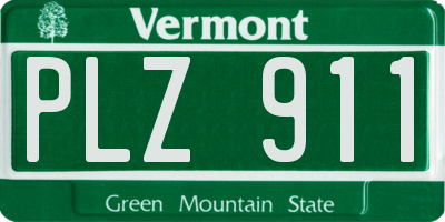 VT license plate PLZ911