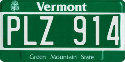 VT license plate PLZ914