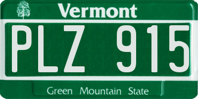 VT license plate PLZ915
