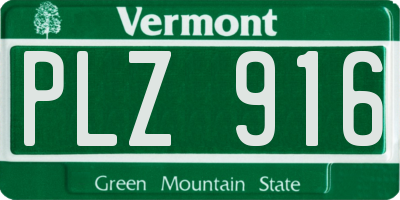VT license plate PLZ916