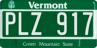 VT license plate PLZ917