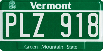 VT license plate PLZ918