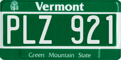 VT license plate PLZ921