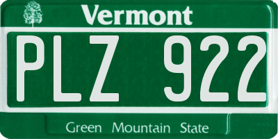 VT license plate PLZ922
