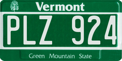 VT license plate PLZ924