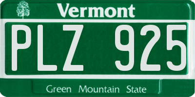 VT license plate PLZ925