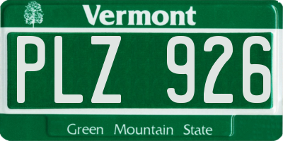 VT license plate PLZ926