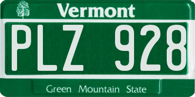 VT license plate PLZ928
