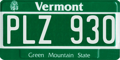 VT license plate PLZ930