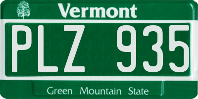 VT license plate PLZ935