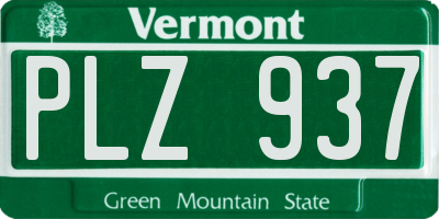 VT license plate PLZ937